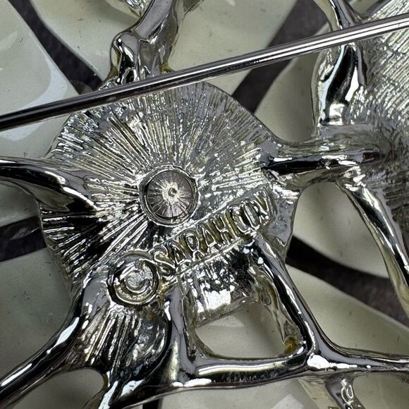 Sarah Coventry Vintage Brooch & Clip Earrings Flower Enamel - Picture 8 of 8